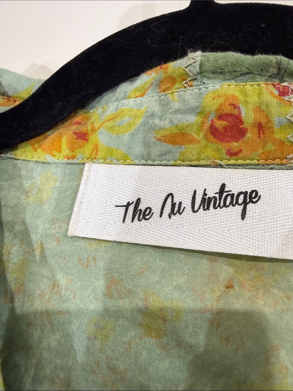 The Nu Vintage Floral Patch work Shirt in Mint, Yellow & Pink Boho Size Large - Picture 3 of 7